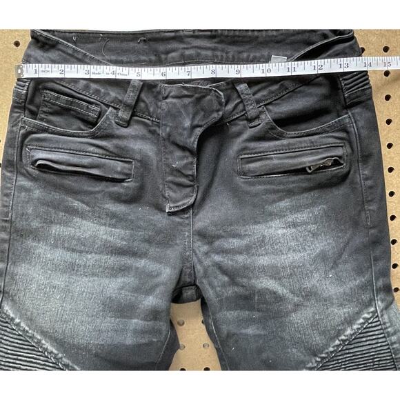 NWT Balmain Jeans Womens Size 26x31 Black Distressed Denim Moto Italy $2250 - Picture 11 of 13